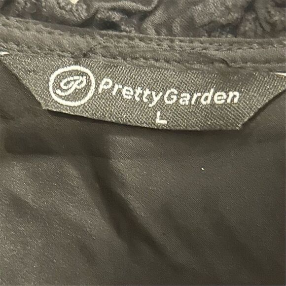 PrettyGarden Women's Black Embroidered Blouse L Long Puff Sleeve - Picture 9 of 14